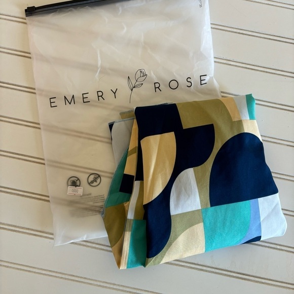 Emery Rose Geo Print Colorblock Notched Neck Dolman Sleeve Belted Dress Size XL - Picture 11 of 11